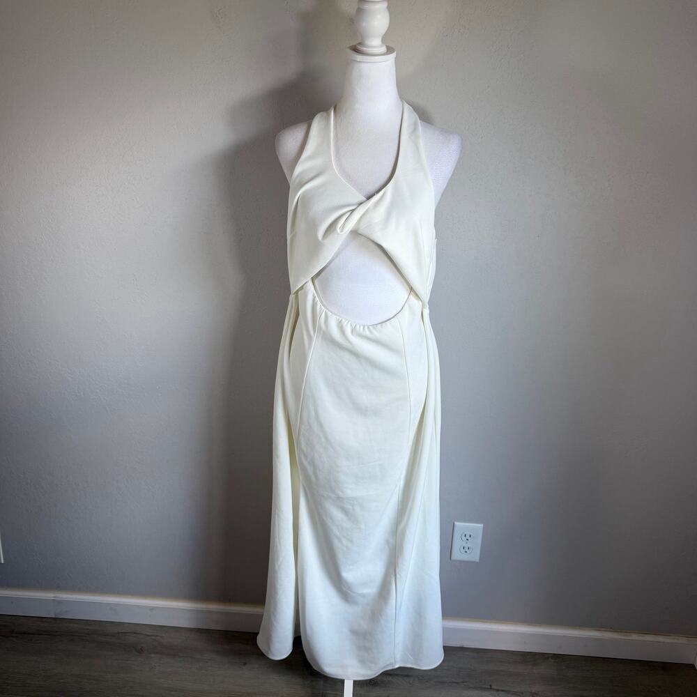 NWT Show Me Your Mumu Luca Midi White Front Cutout Twist Top Dress Womens XXL